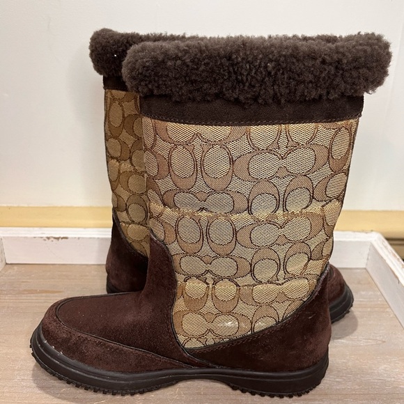 Coach Womens Sherman Signature C  Winter Suede Boots Chestnut Brown  Sz 5.5B - Picture 9 of 9